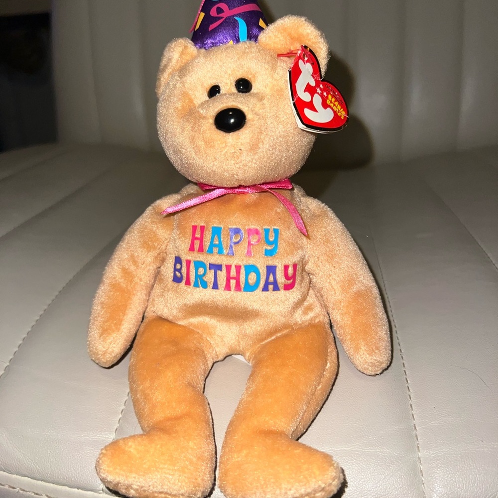 TY Celebration Bear with Party Hat